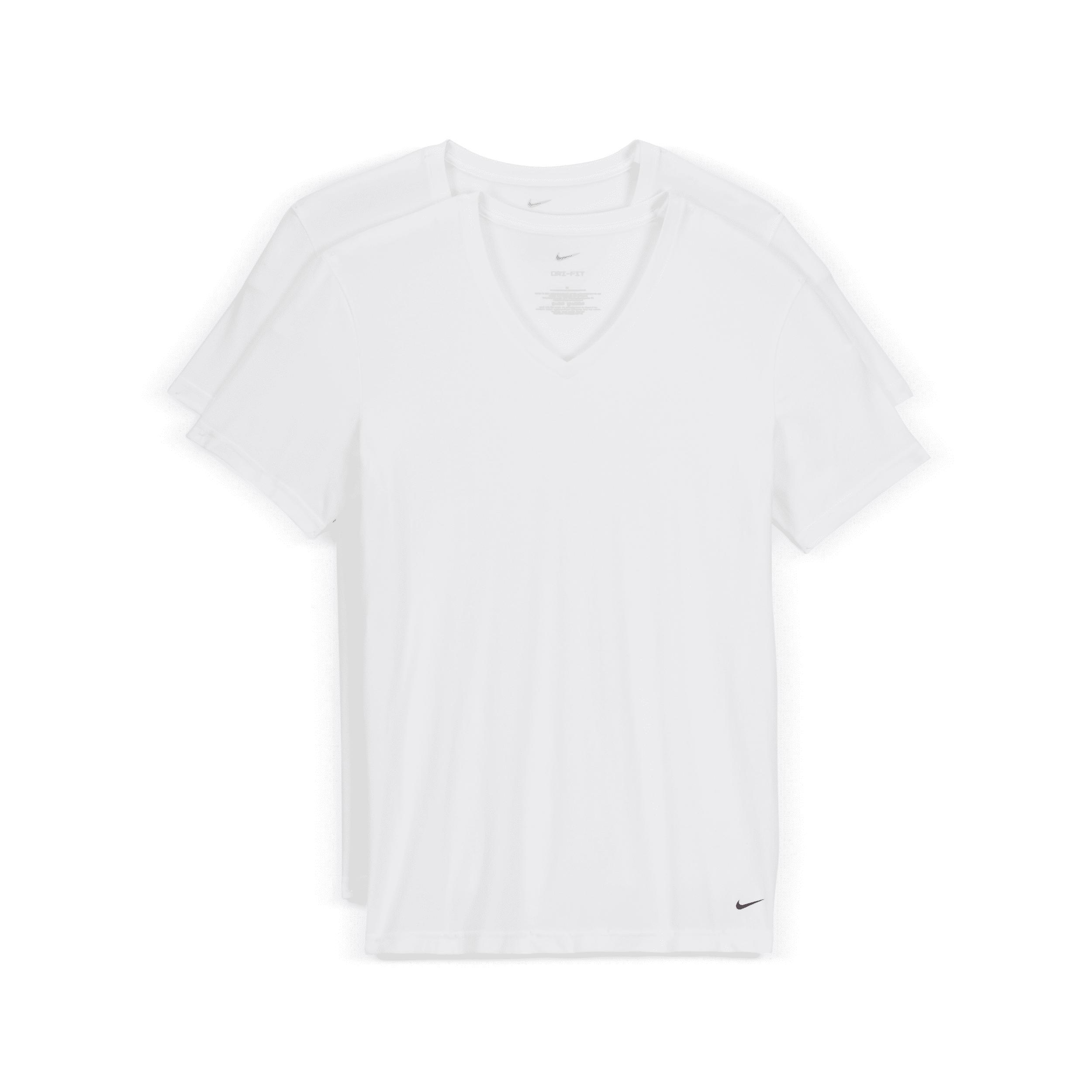 Men's Nike Dri-FIT Essential Cotton Stretch 2-Pack V-neck Undershirts, Size: Large, White Product Image