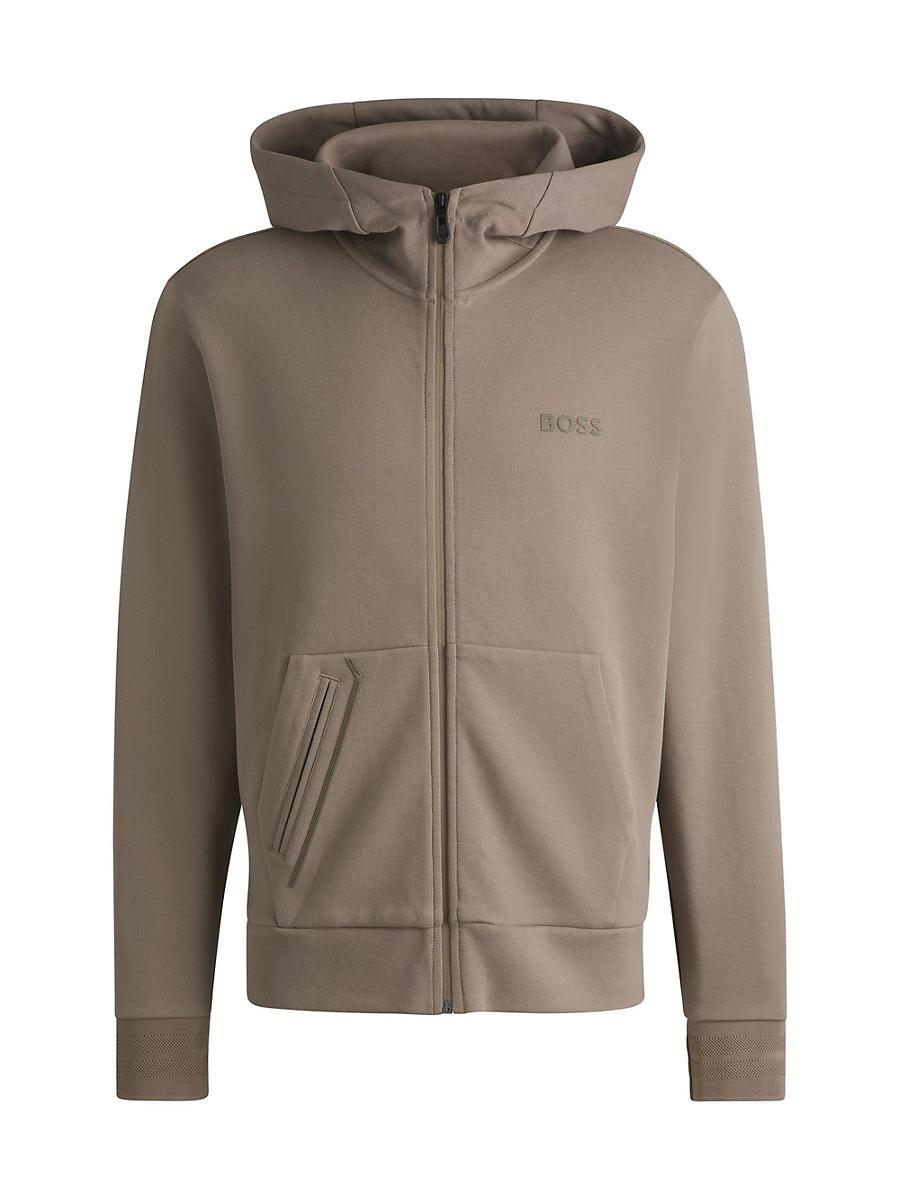 Mens Zip-Up Hoodie with Logo Detail Product Image