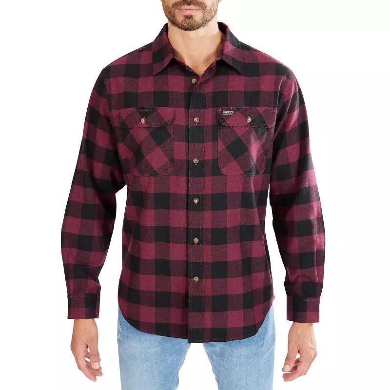 Mens Smiths Workwear Regular-Fit Buffalo Plaid Two-Pocket Flannel Button-Down Shirt Grey Warm Olive Product Image