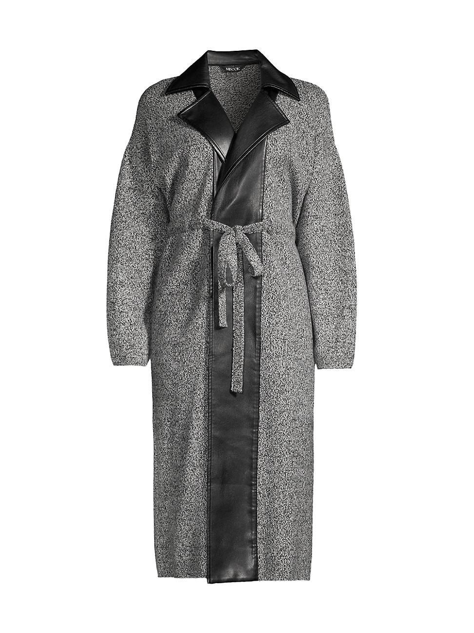 Womens Mixed-Media Tie-Waist Jacket Product Image