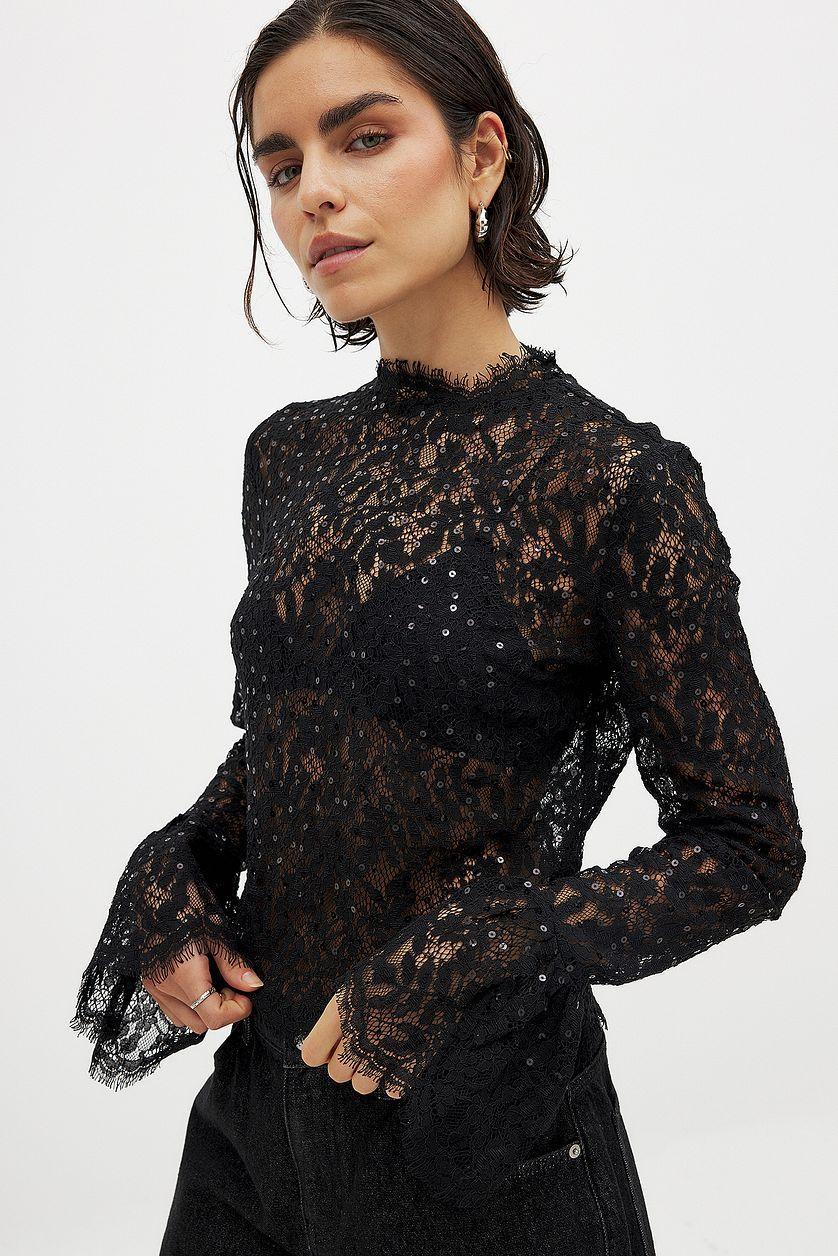 Lace Sequin Blouse Product Image