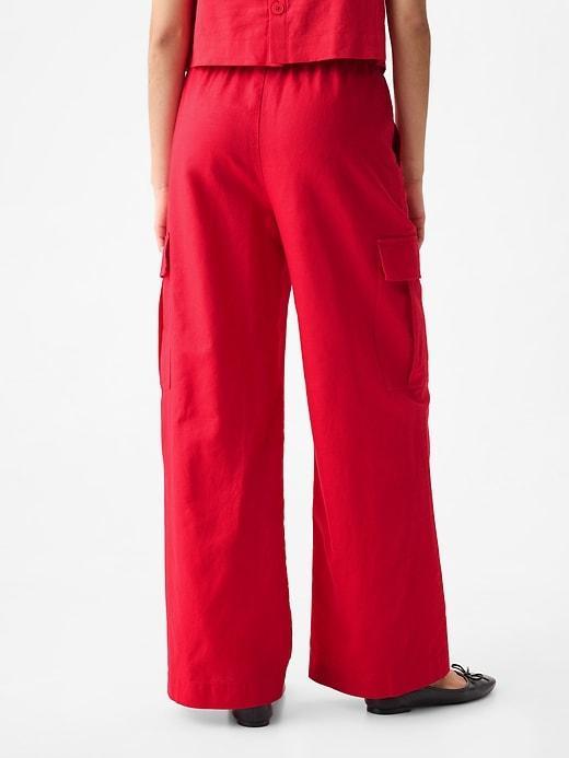 Mid Rise Linen-Cotton Pull-On Cargo Pants Product Image