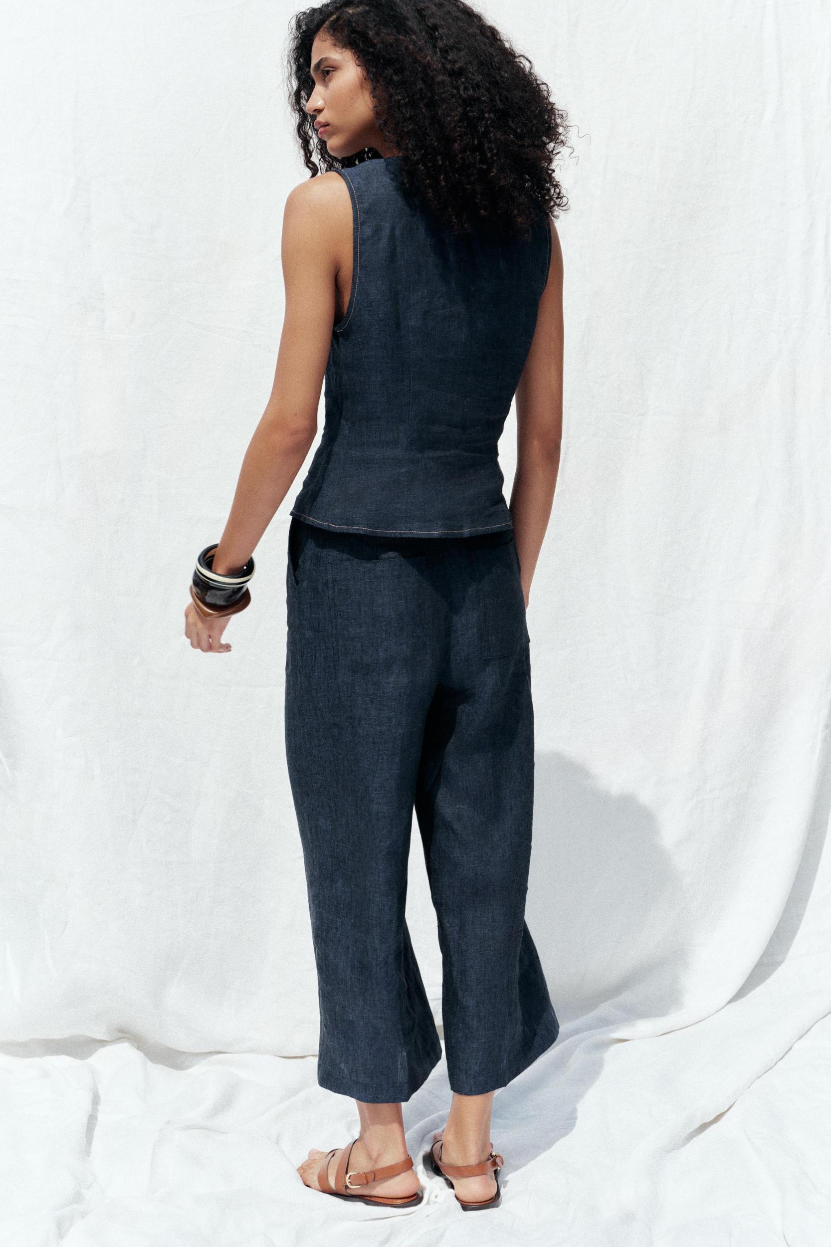 DOUBLE BREASTED LINEN VEST Product Image