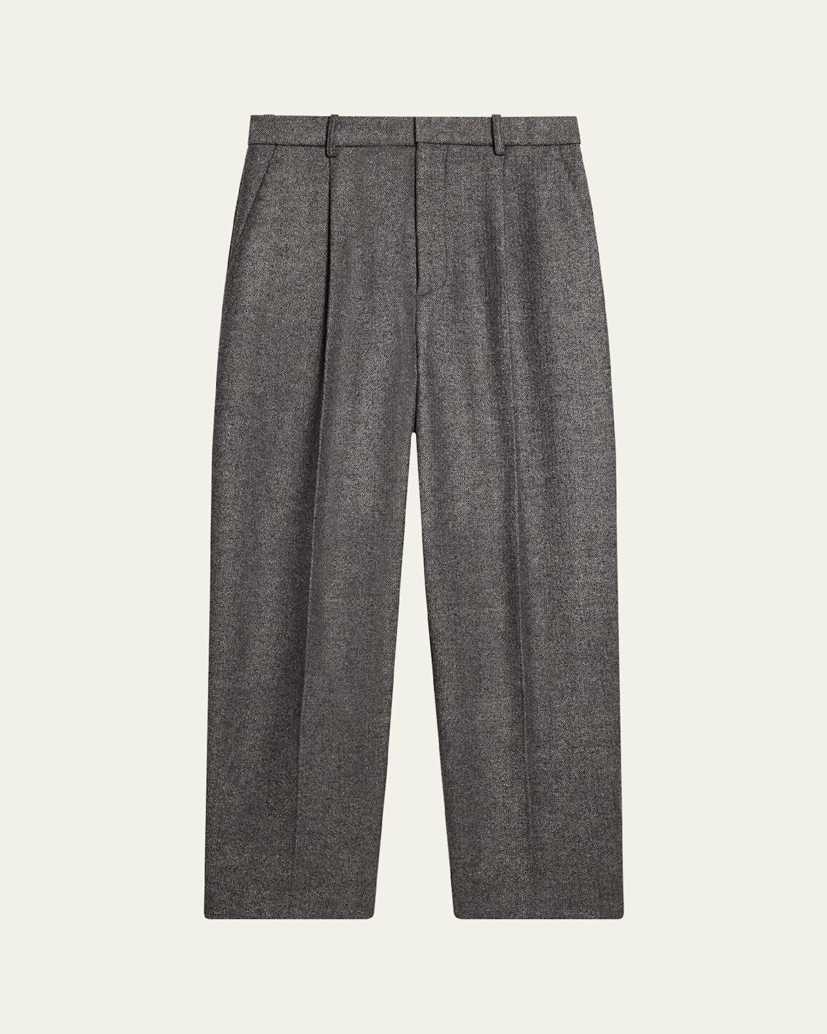 Mens Melange Wool Pleated Pants Product Image