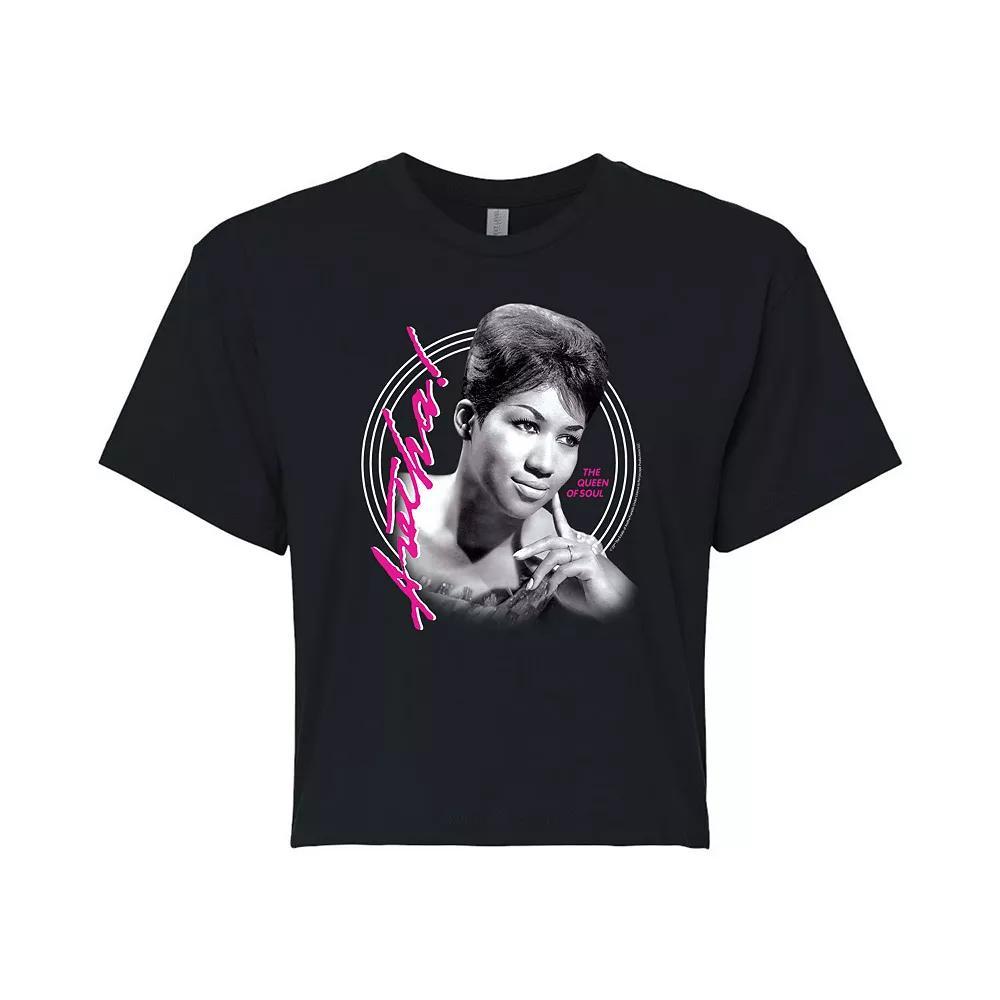 Juniors' Aretha Franklin Soul Queen Cropped Graphic Tee, Girl's, Size: Small, Black Product Image