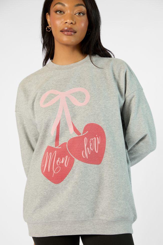 Mon Cheri Light Grey Graphic Sweatshirt Product Image