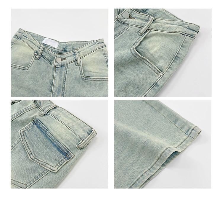 Washed Low-Waist Flared Jeans Product Image