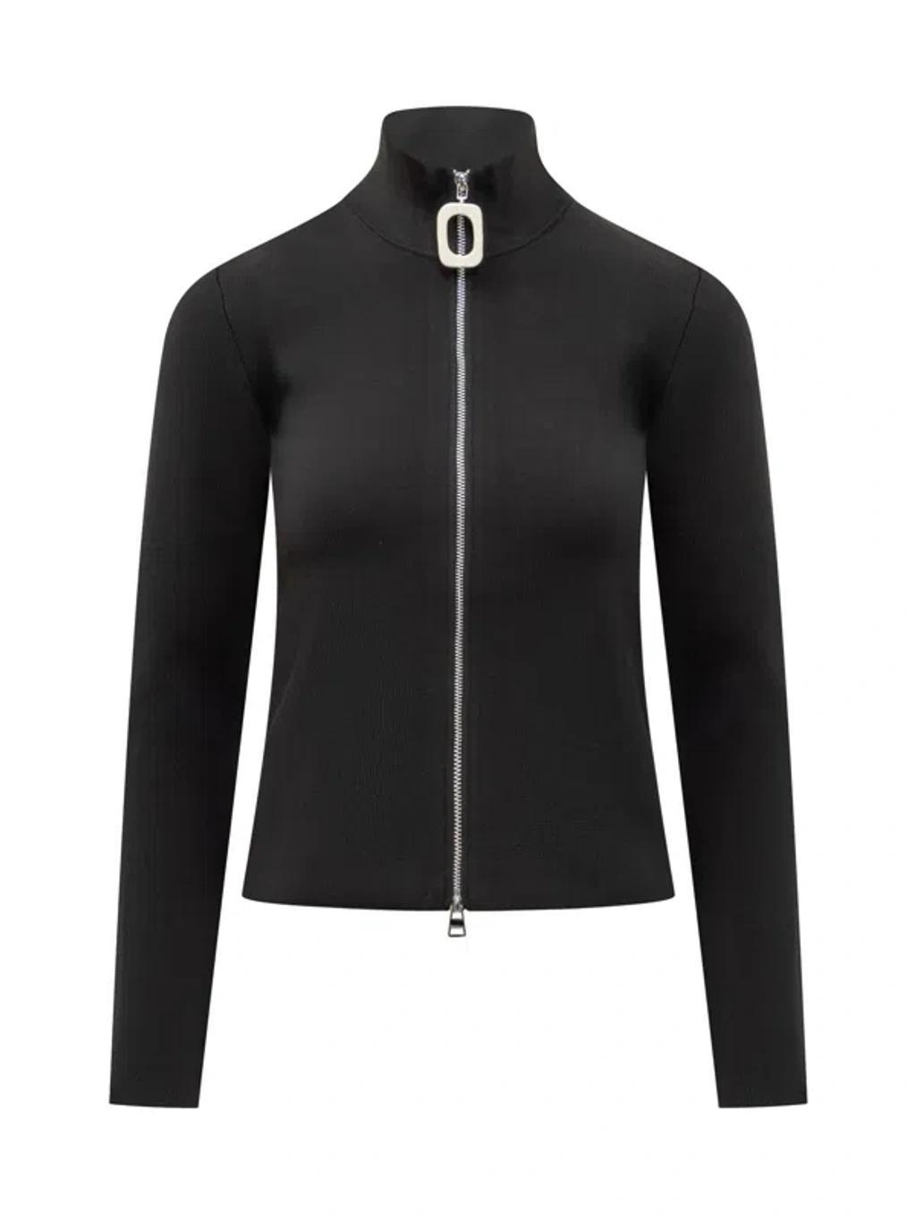 JW ANDERSON Sleek Fitted Zip-up Cardigan In Black Product Image