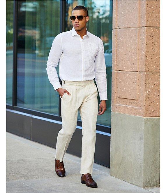 Murano Baird McNutt Linen Lucas Slim Fit Stripe Suit Separates Pants Product Image