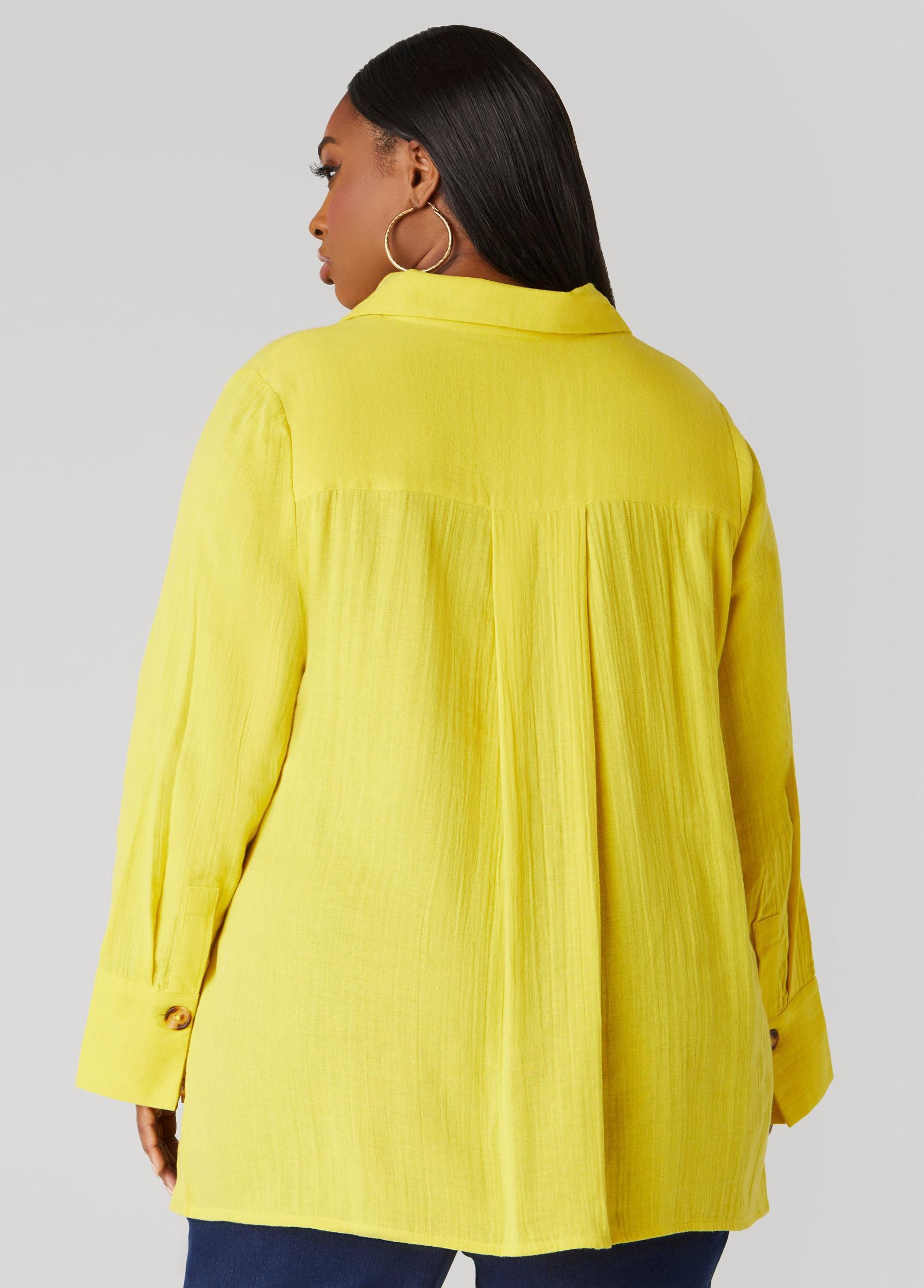 Button Detailed Cotton Gauze Shirt Product Image