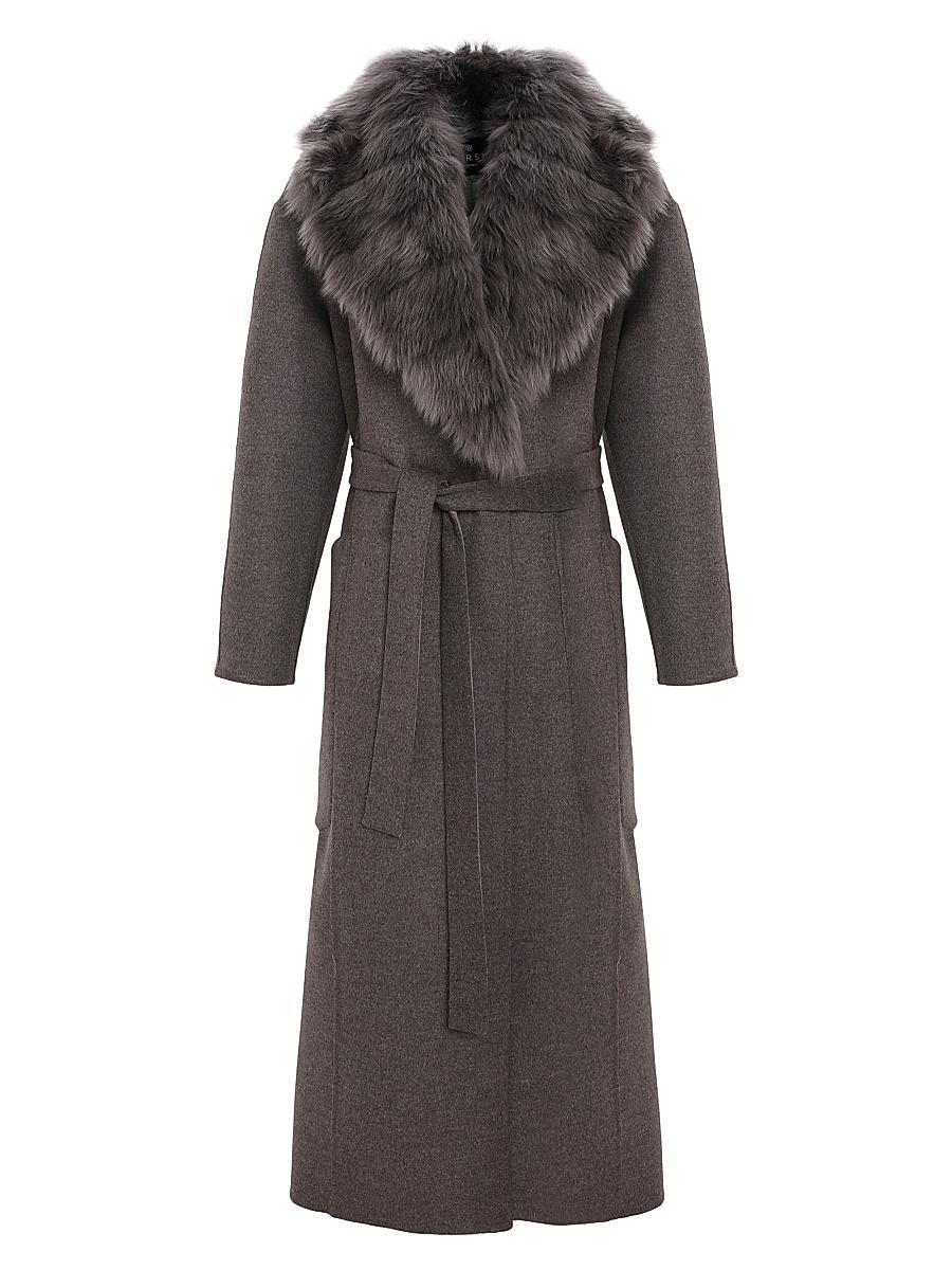 Womens Double Face Loro Piana Wool and Cashmere Coat with Detachable Merinillo Shearling Lamb Collar, Belt Product Image