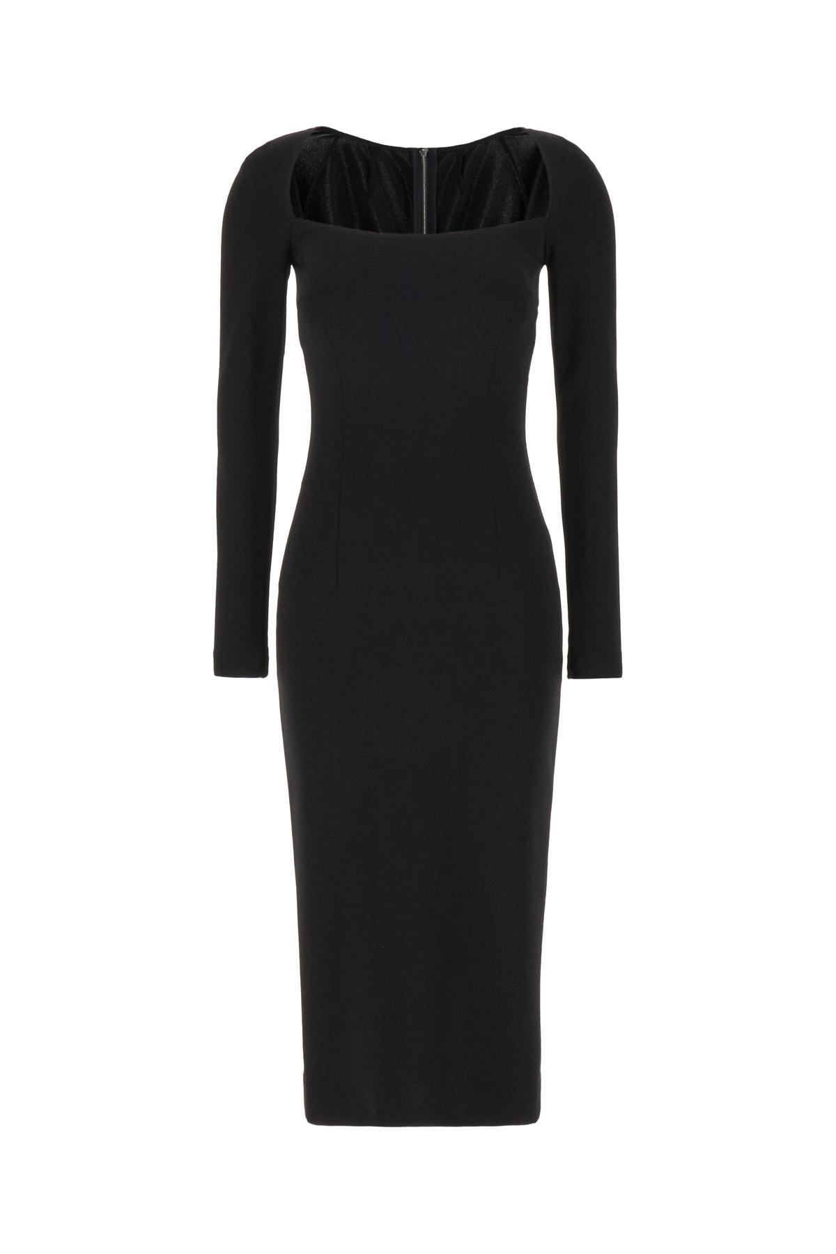 DOLCE & GABBANA Black Stretch Viscose Blend Dress In Nero Product Image