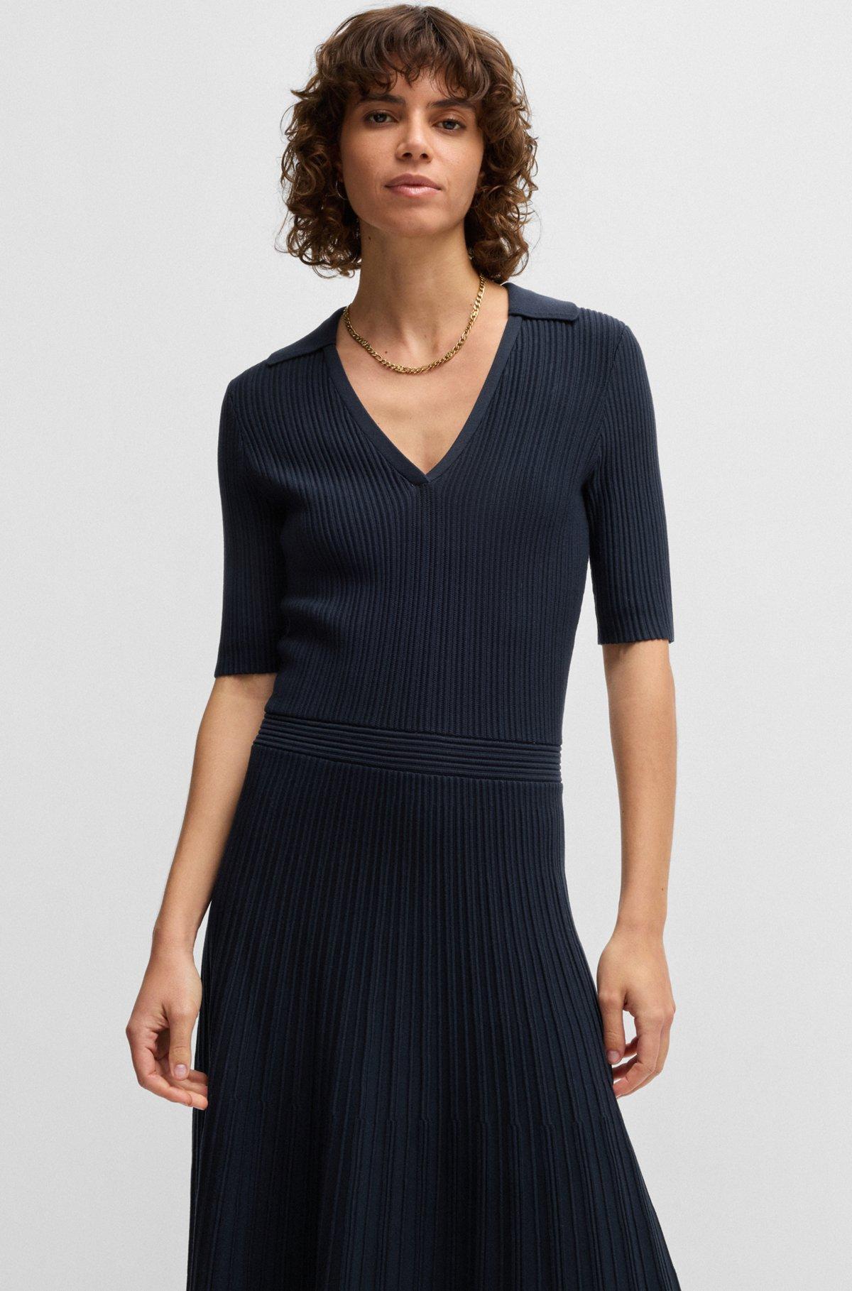 V-neck dress with ribbed structure Product Image