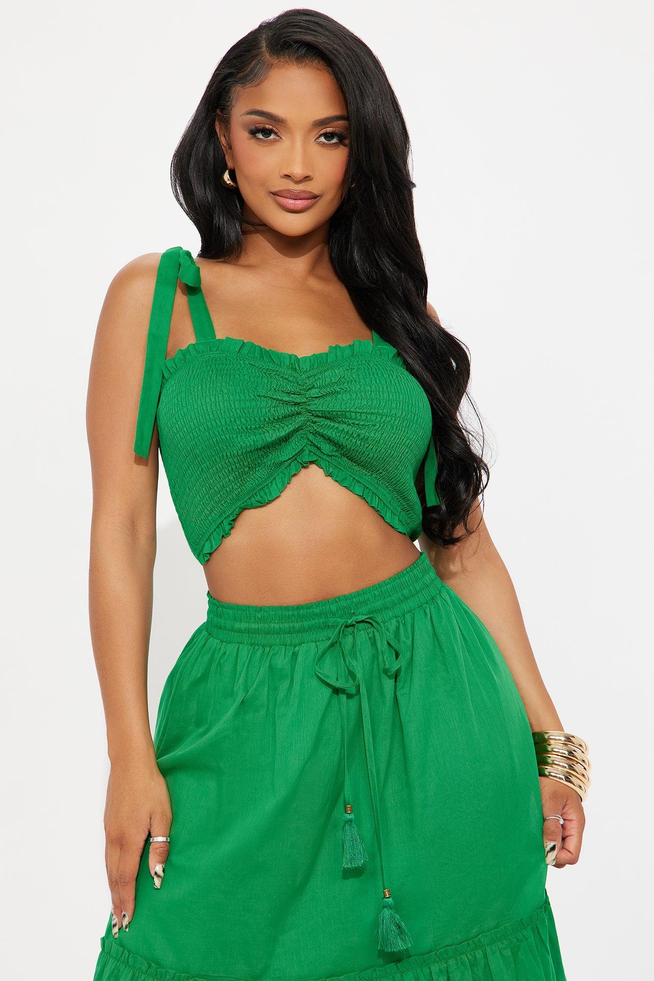 Walking In The Park Maxi Skirt Set - Green Product Image