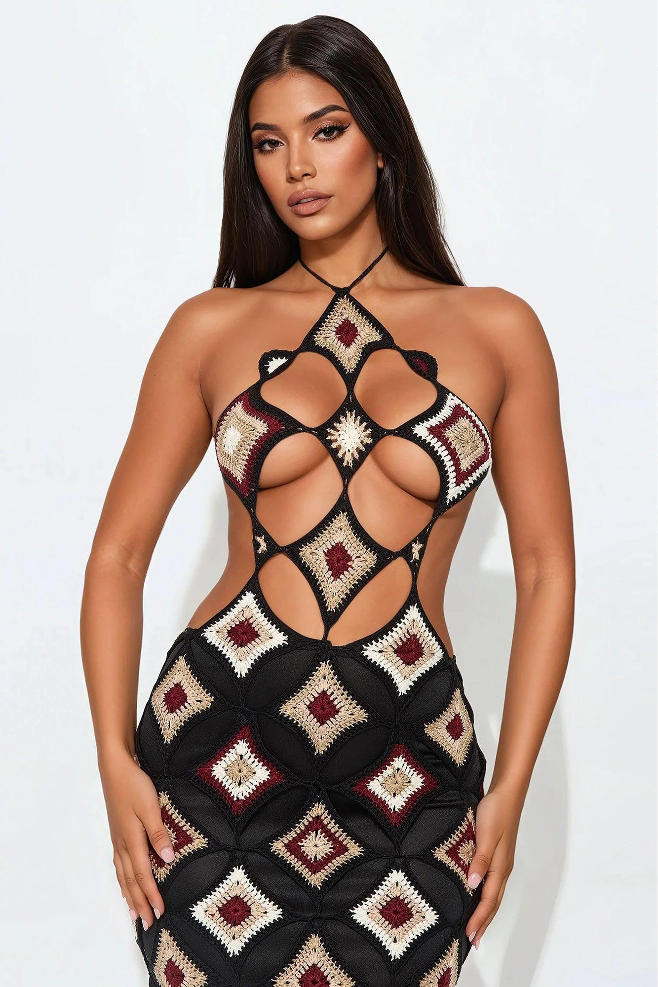 Eve Crochet Maxi Dress - Black/combo Product Image