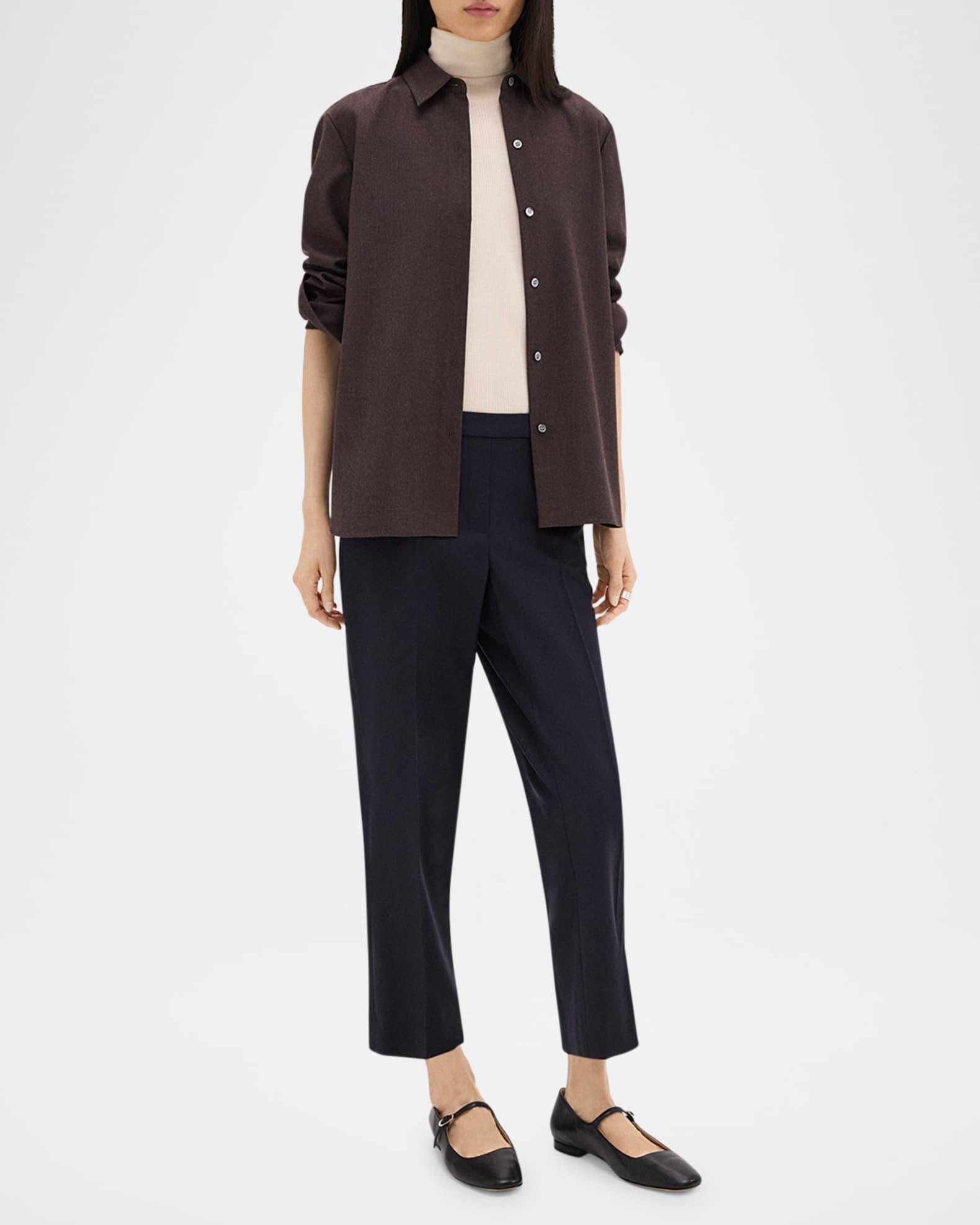 Treeca Virgin Wool Flannel Cropped Pull-On Pants Product Image