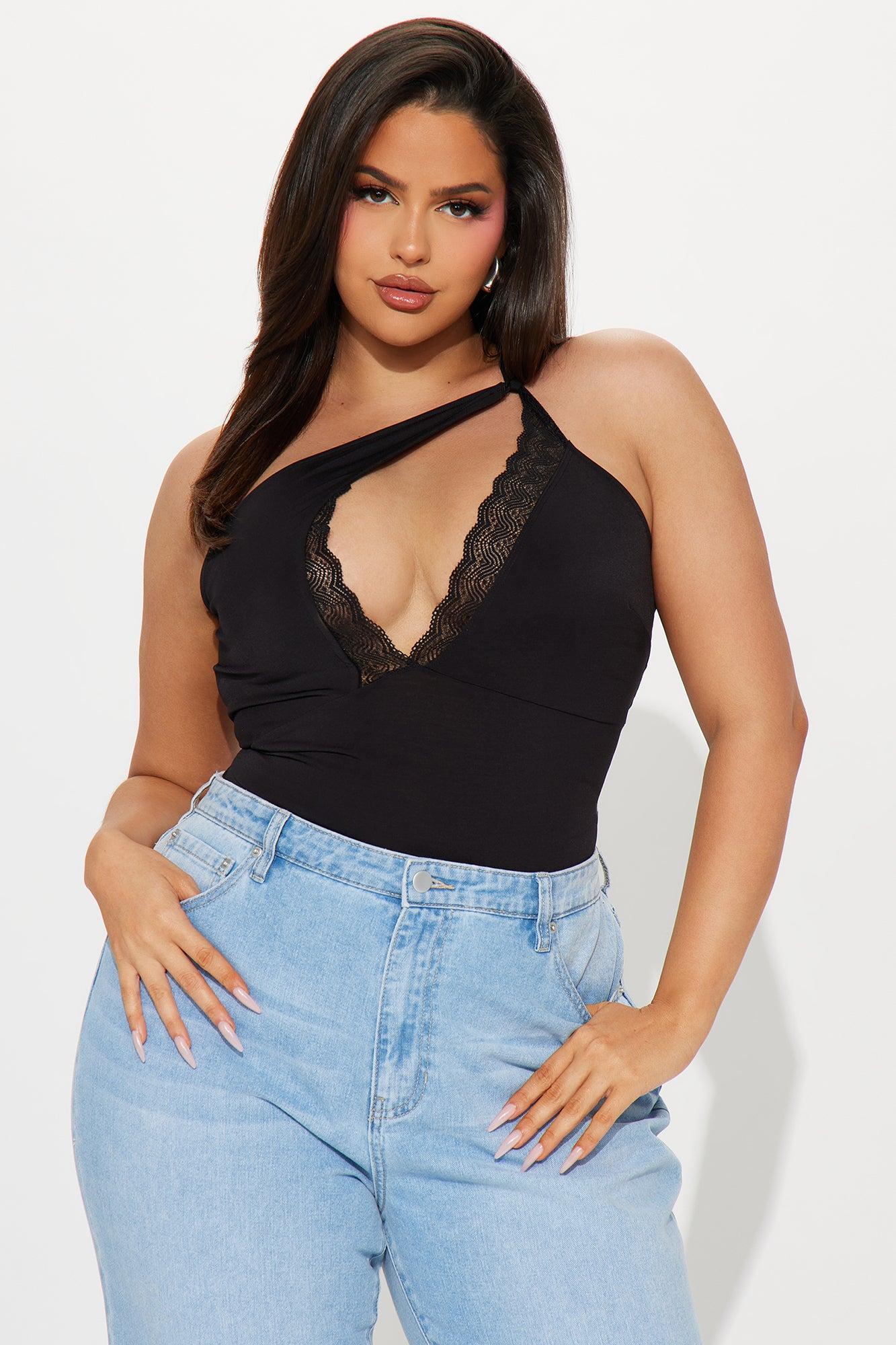 Guiselle One Shoulder Bodysuit - Black Product Image