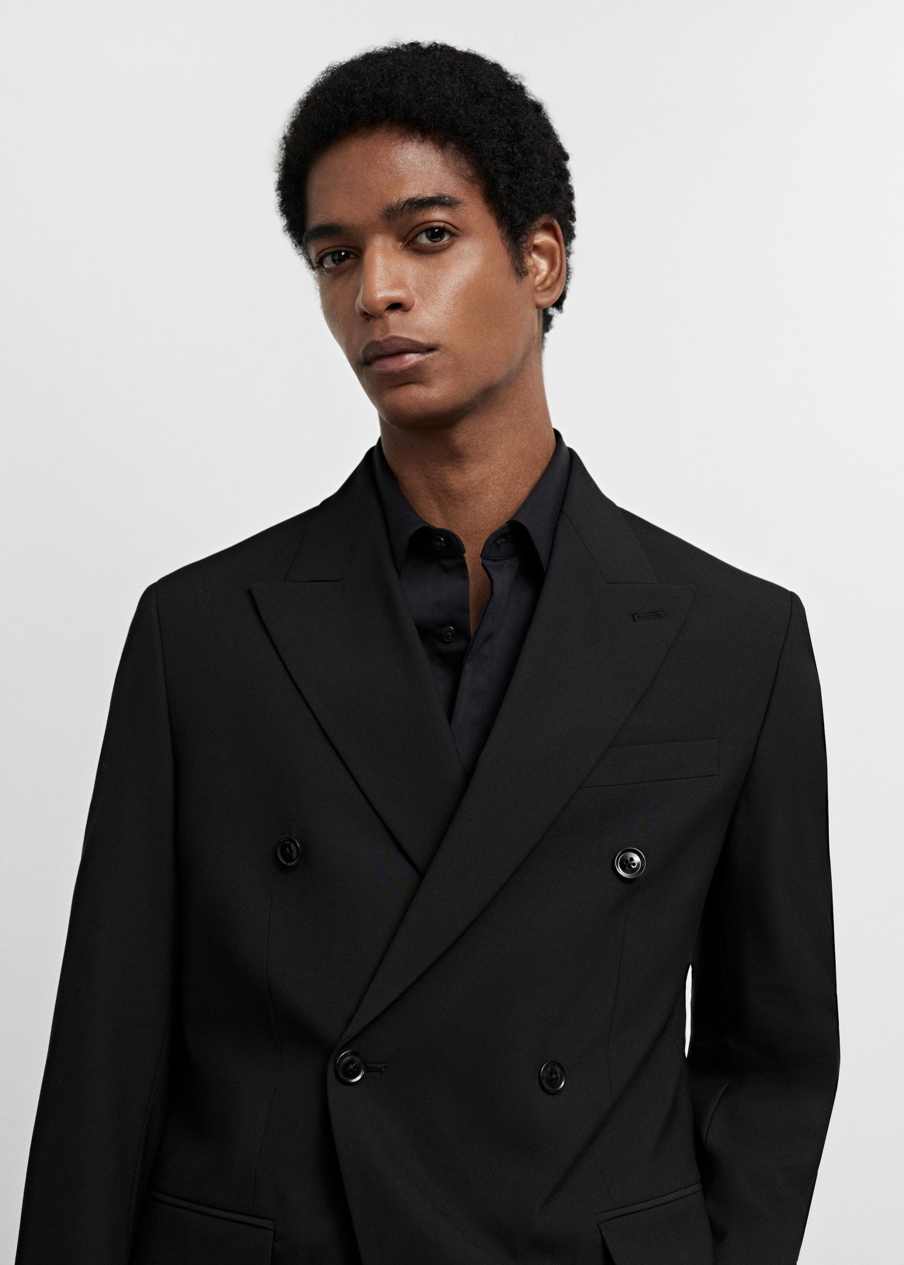 Slim fit double-breasted suit blazer - Men | MANGO USA Product Image