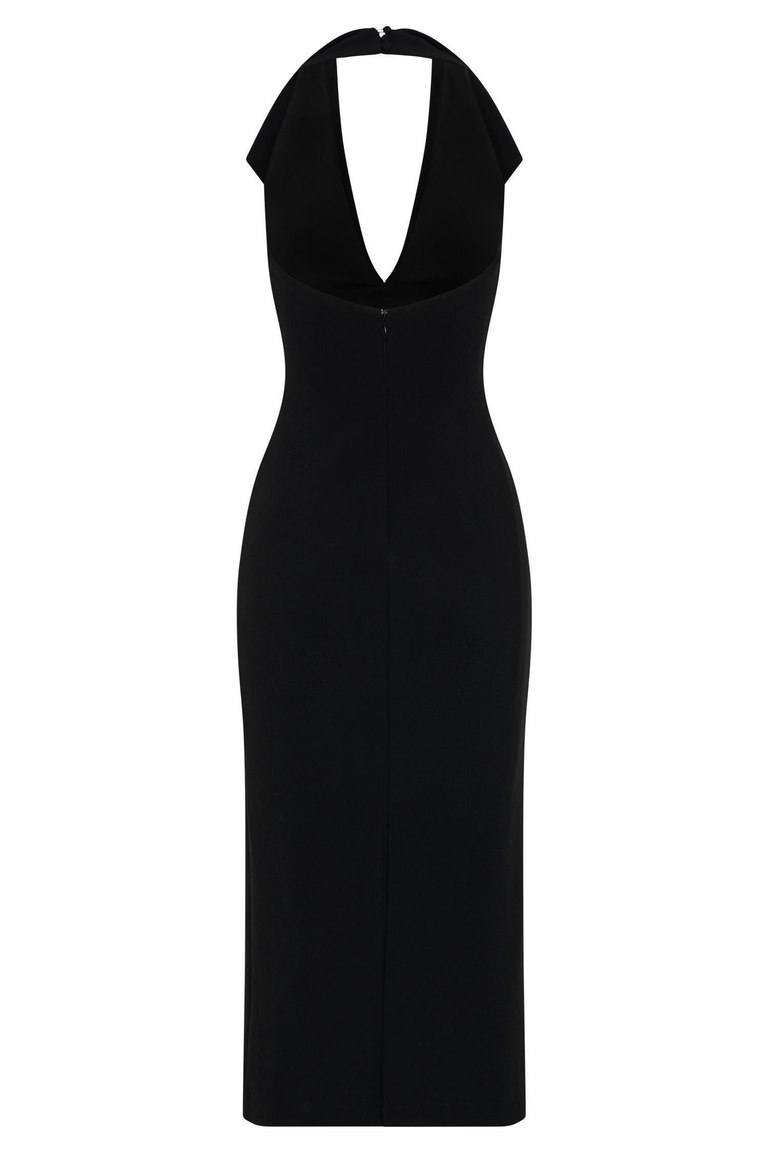 Annita Crepe Halter Midi Dress - Merlot Product Image