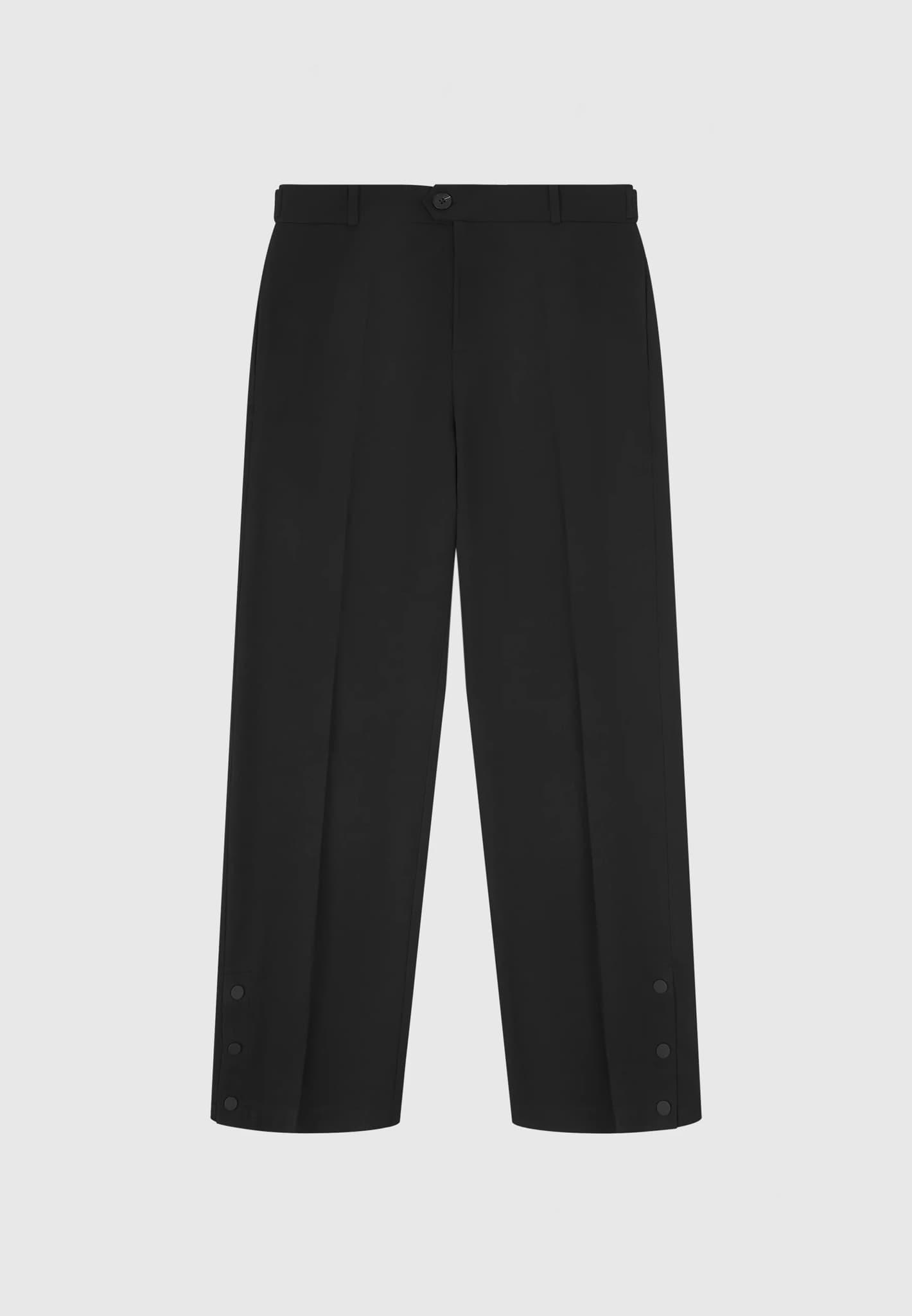 Straight Leg Buttoned Cuff Trousers - Black / Black / MAN2750-01 Product Image