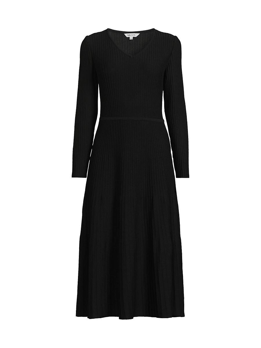 Womens Ribbed Knit Modern-Fit Fit & Flare Midi-Dress Product Image