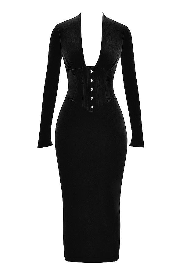 Arabella  black velvet corset dress Product Image