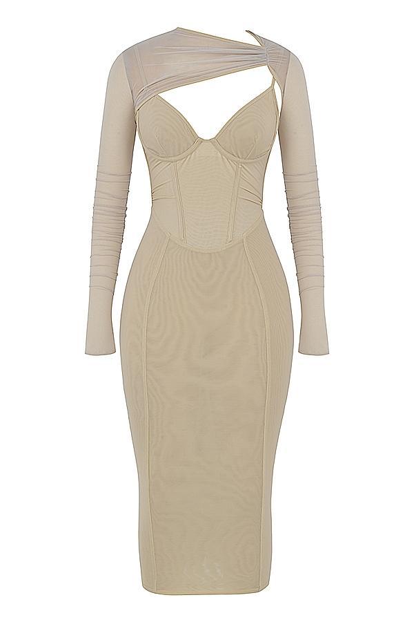 Beatrice  beige corset midi dress - sale Product Image