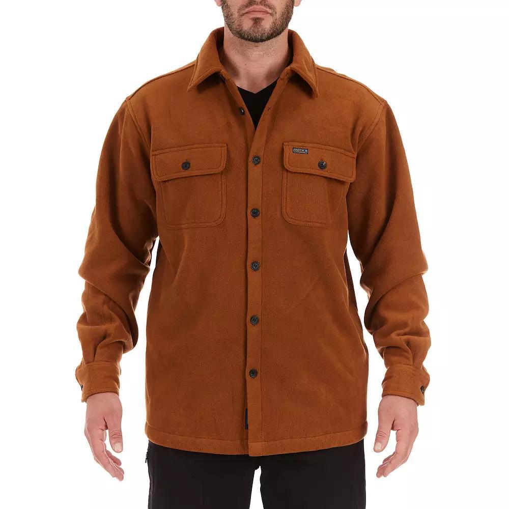 Men's Smith's Workwear Sherpa-Lined Fleece Shirt Jacket, Size: Large, Camel Brown Product Image