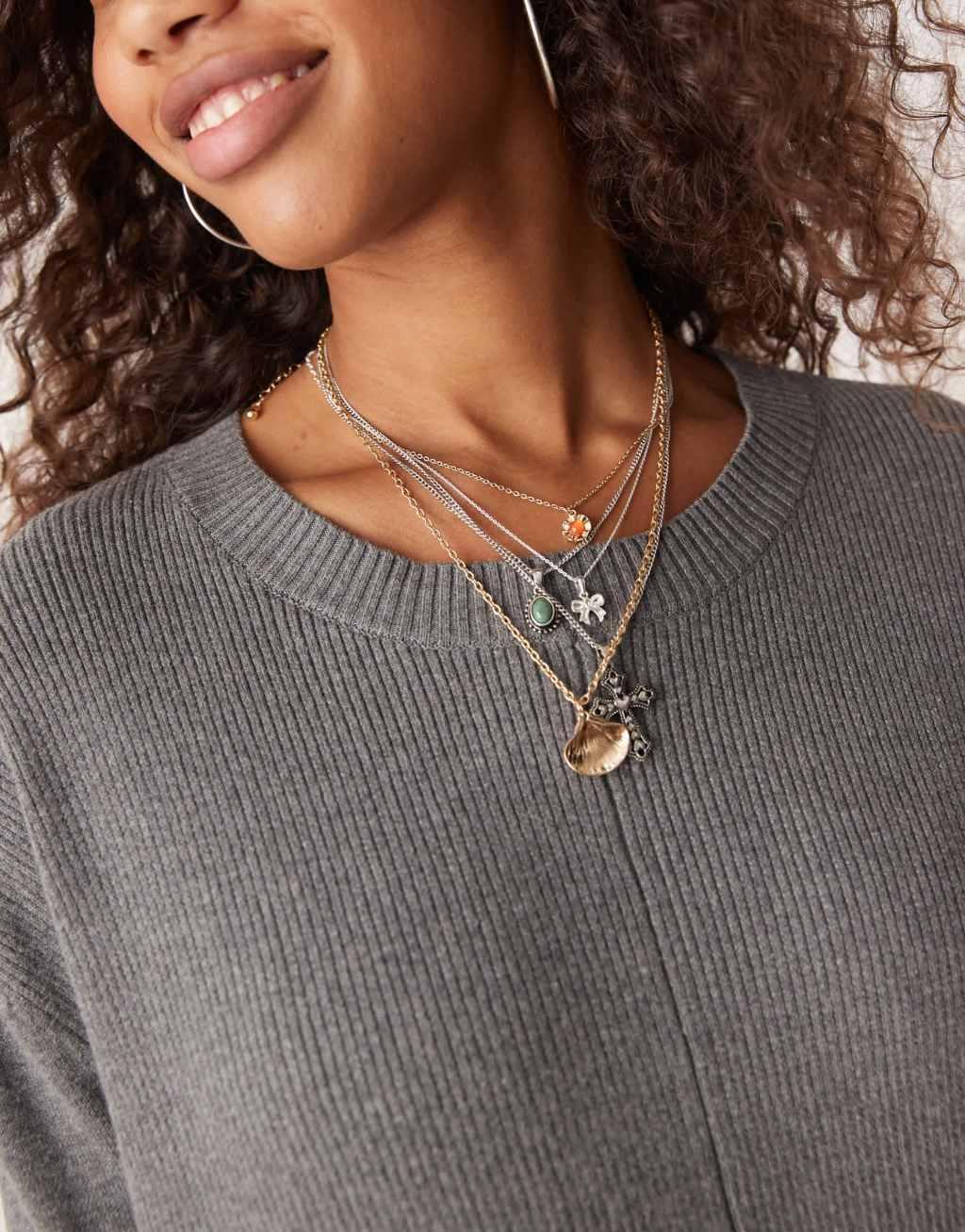 Free People knit mini ruffle hem mini dress in gray Product Image