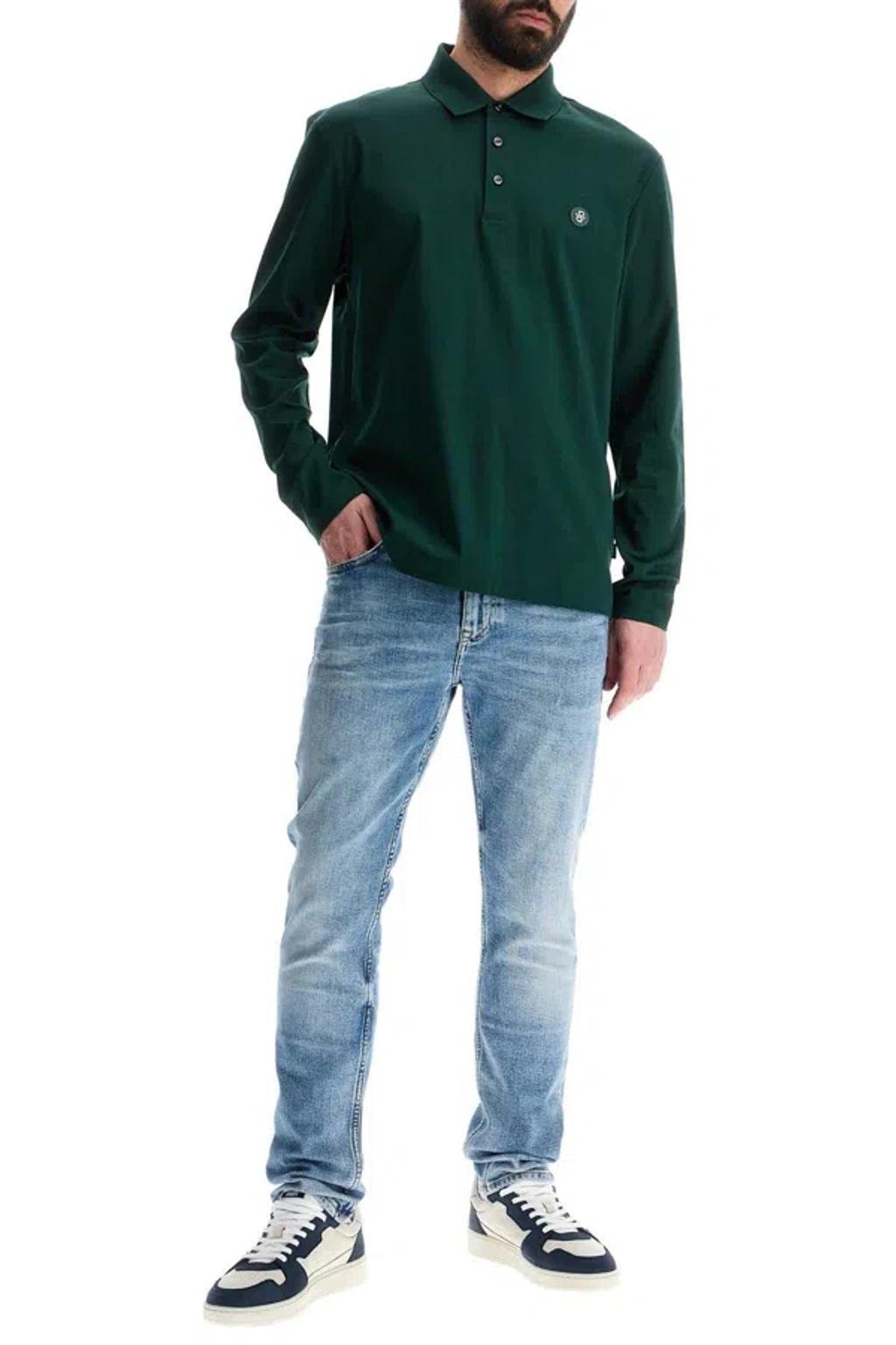 HUGO BOSS Boss Men's Long Sleeve Slim Fit Cotton Polo Green Men Product Image