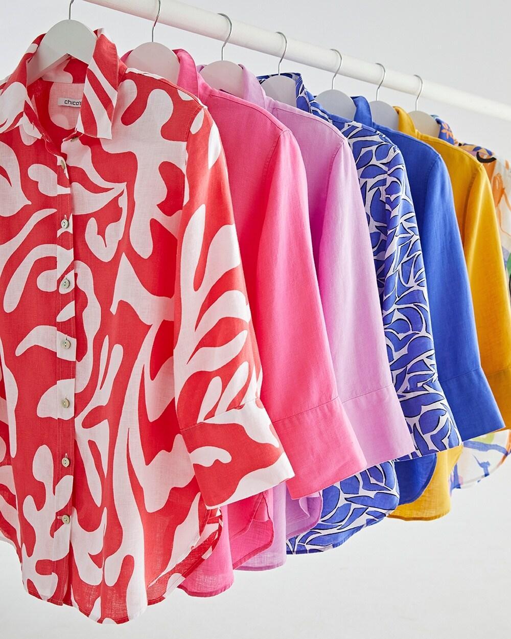 No Iron™ Linen Reef 3/4 Sleeve Shirt Product Image