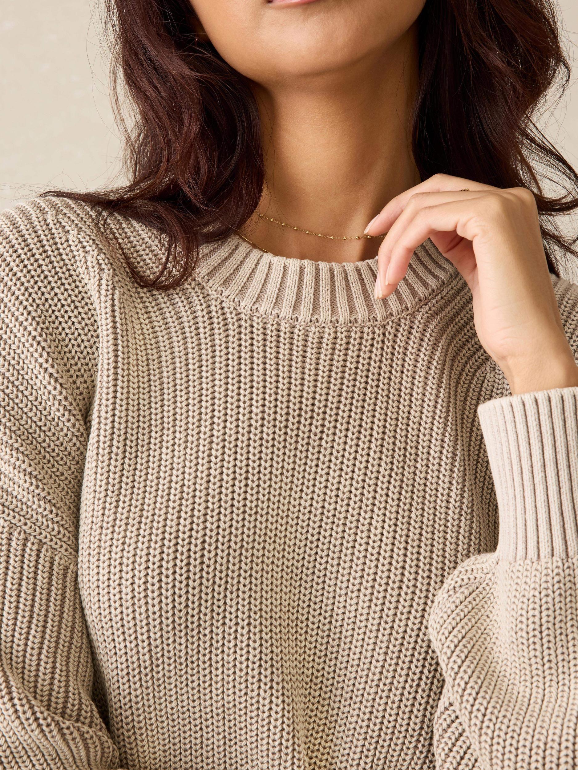 Sunwashed Cotton Fisherman Sweater - Sand Shell Female Product Image