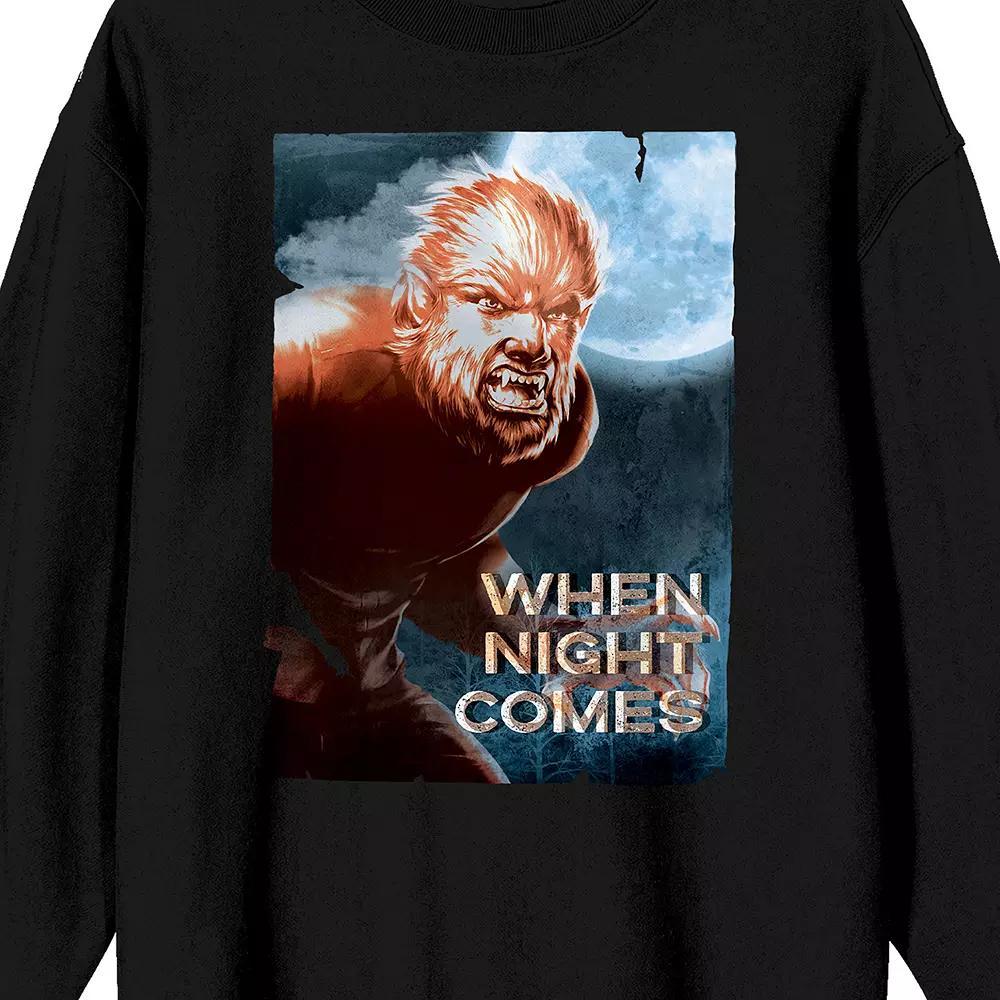 Men's Universal Monsters Wolfman Long Sleeve Graphic Tee, Size: Small, Black Product Image