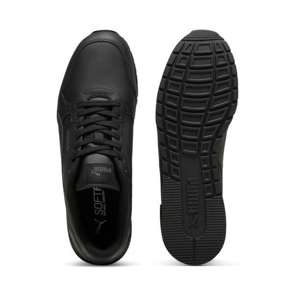 PUMA ST Runner v4 Leather Men's Sneakers in Black/Shadow Grey Product Image