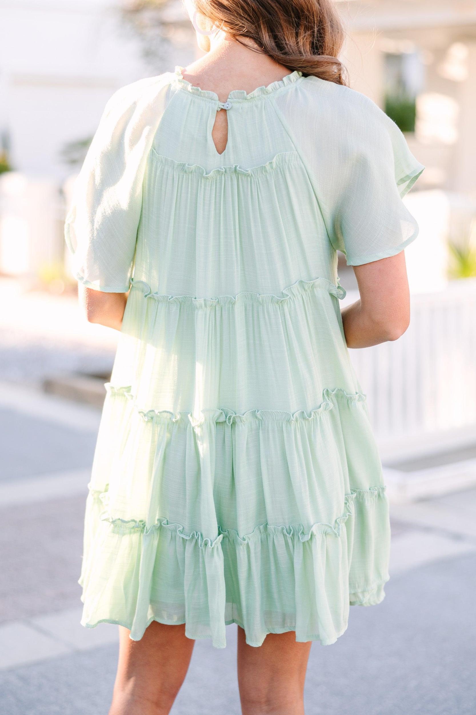 Where It All Begins Melon Green Babydoll Dress Female Product Image