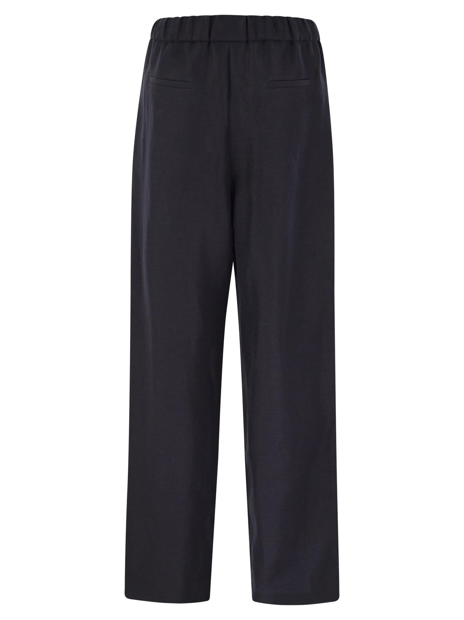FABIANA FILIPPI Linen And Viscose Jogging Trousers In Blue Product Image