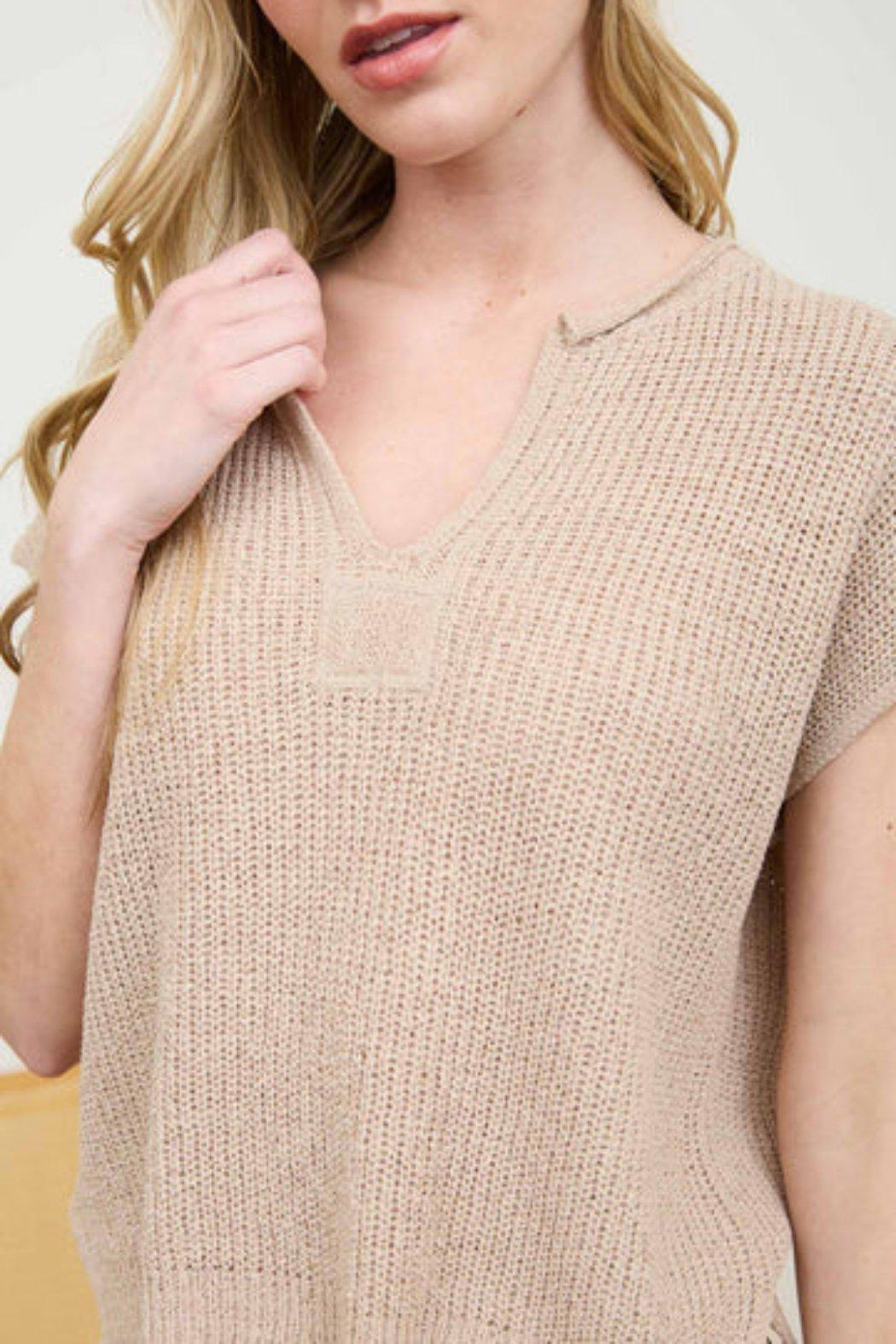 Split Neck Knit Pullover Product Image