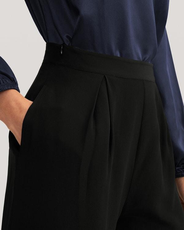 Smooth Silk Wide Leg Cropped Pants Product Image
