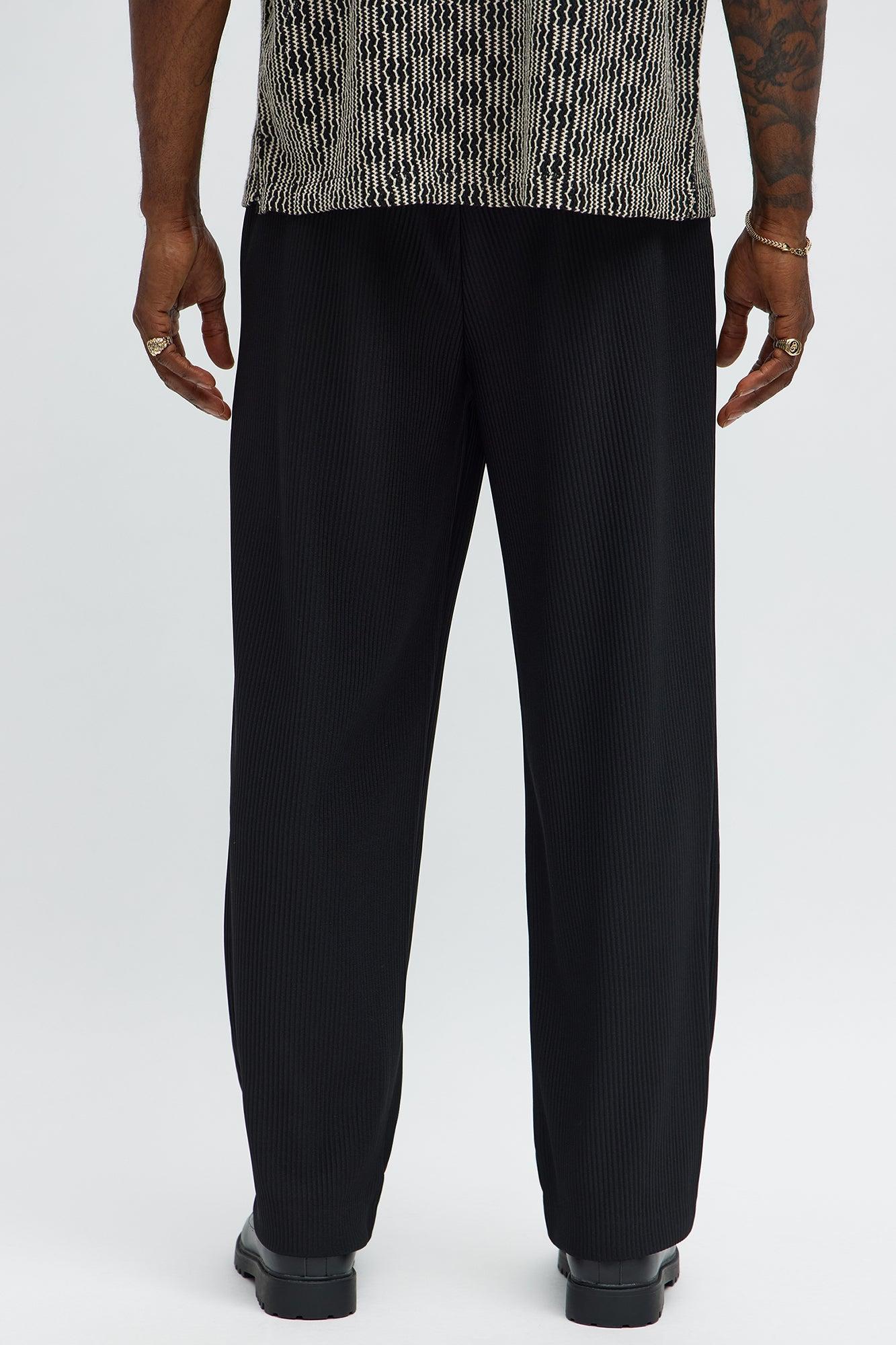 Show Up Straight Pleated Trousers - Black Product Image