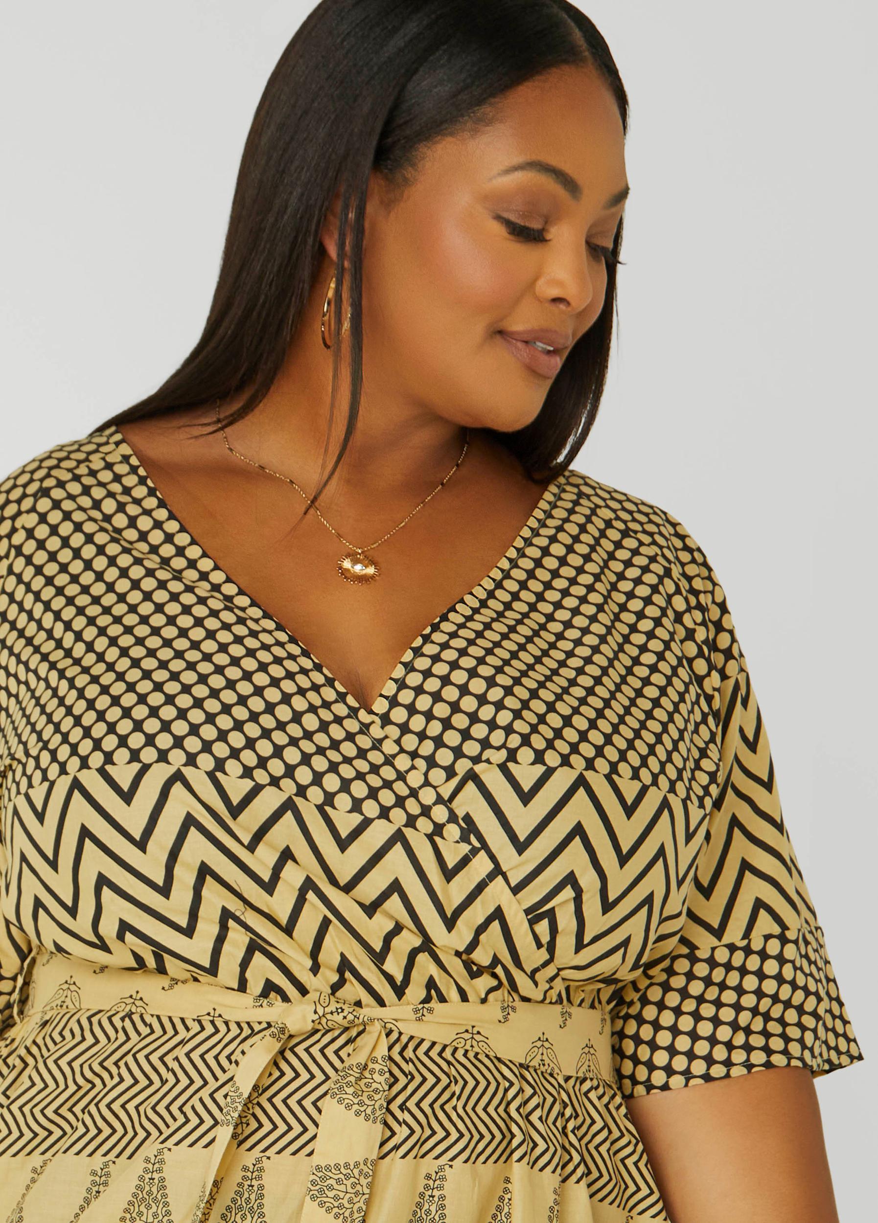 Faux Wrap Printed Cotton Dress Product Image