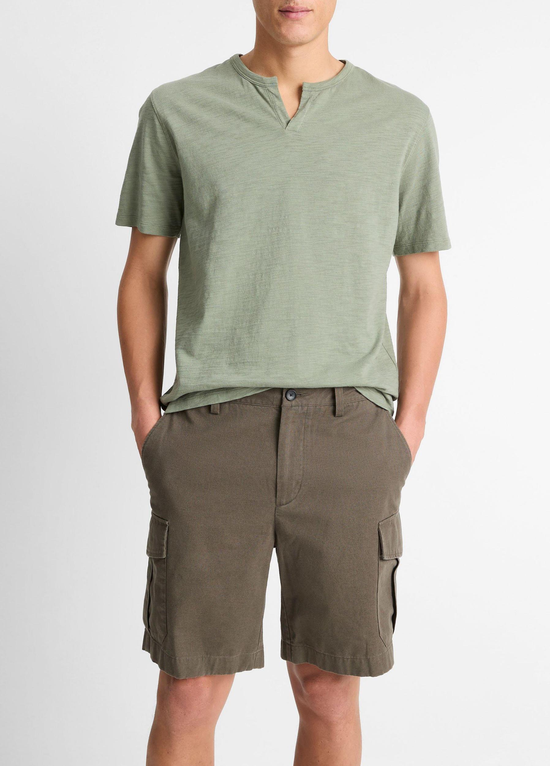 Vince Slub Split Neck Short Sleeve Tee Product Image