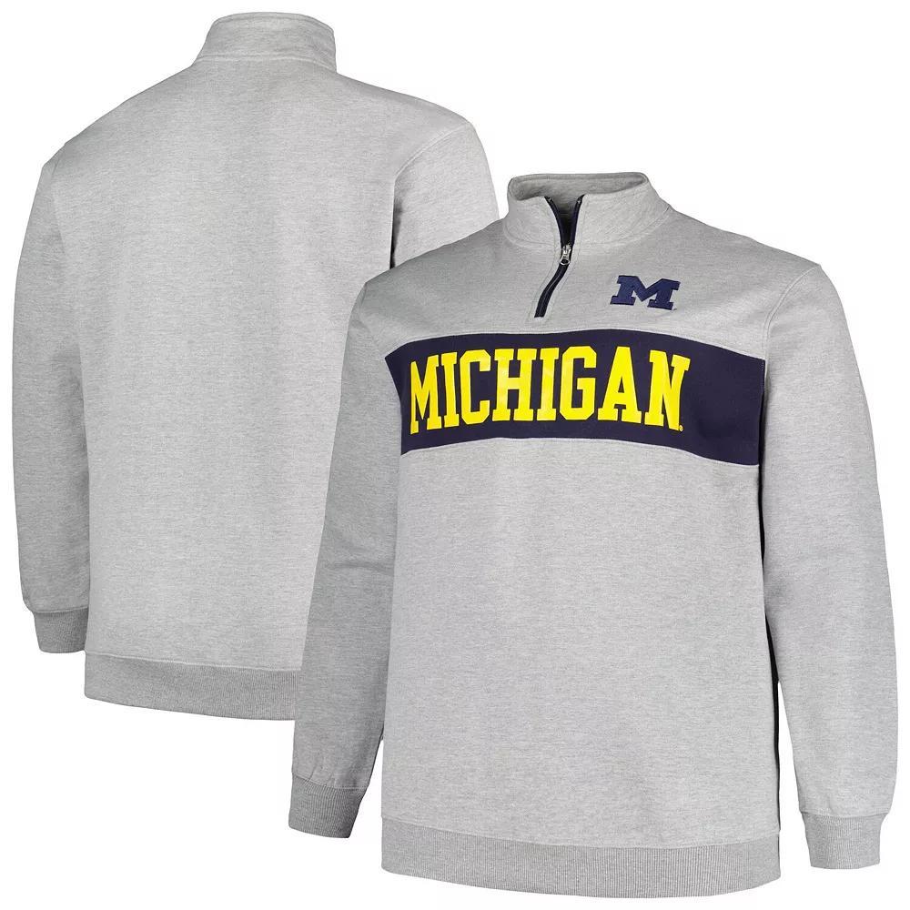 Men's Profile Heather Gray Michigan Wolverines Big & Tall Fleece Quarter-Zip Jacket, Size: 2XB, Grey Product Image