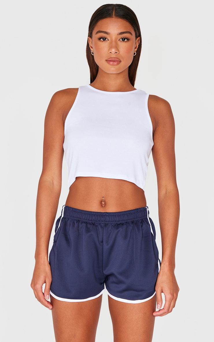 Navy Side Stripe Detail Tricot Shorts Product Image