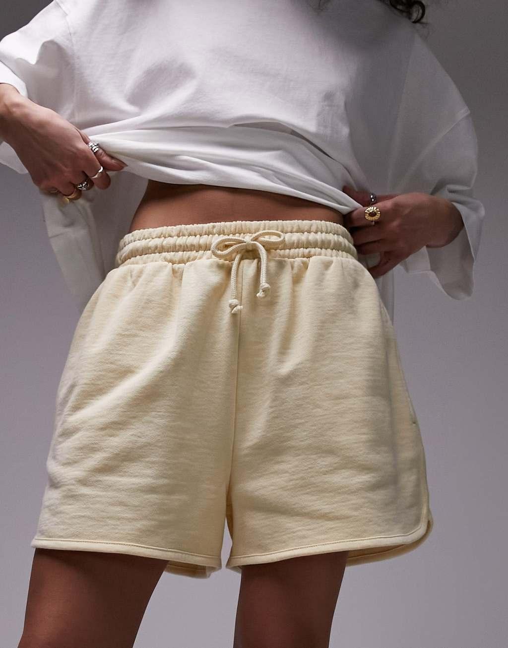 Topshop sweat shorts in lemon Product Image