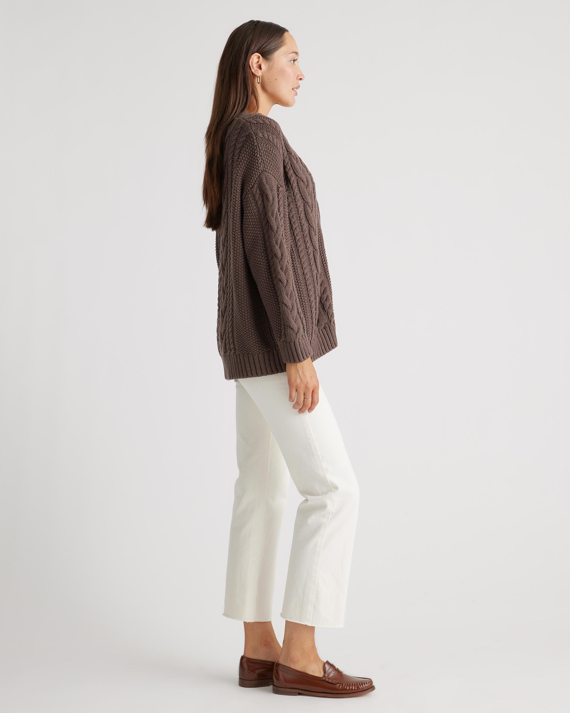 Quince | Women's OverSized Cable Cardigan Sweater Size XL, Organic Cotton Product Image
