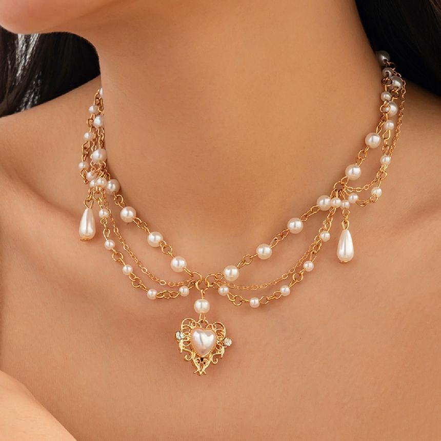 Beaded Heart Necklace Set Product Image
