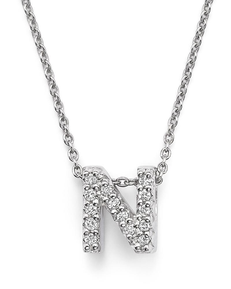 Roberto Coin 18K White Gold Initial Love Letter Pendant Necklace with Diamonds, 16 Product Image