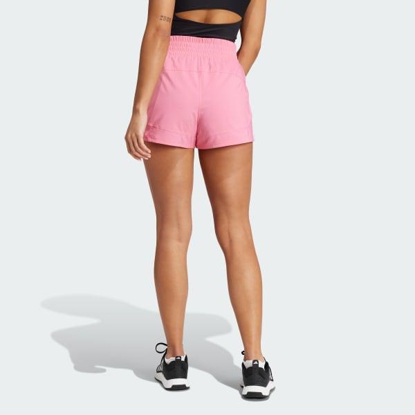adidas Pacer Training 3-Stripes Woven High-Rise Shorts Pink Fusion S 3 Womens Product Image