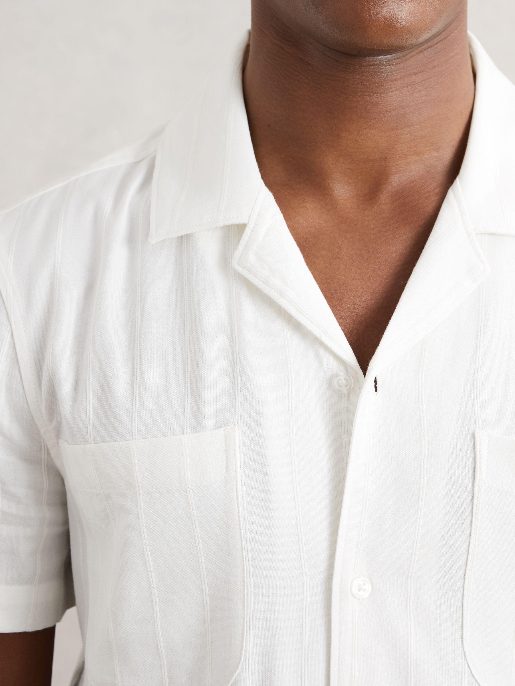 Paige Tonal-Stripe Cuban-Collar Shirt in Ivory Product Image