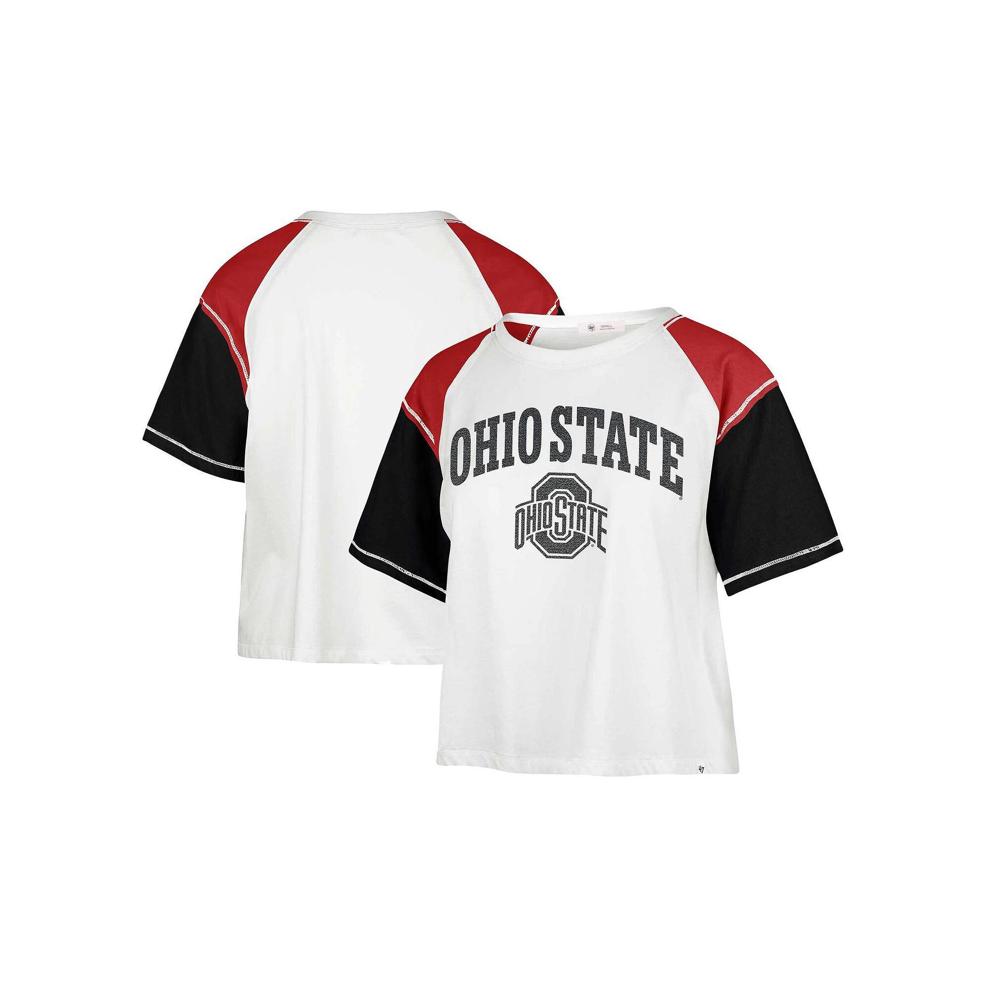 Women's '47 White Ohio State Buckeyes Serenity Gia Cropped T-Shirt, Size: XL Product Image